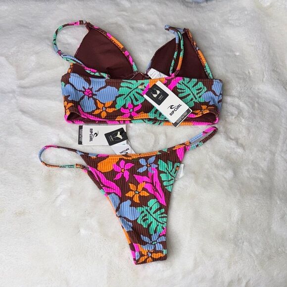 Rip Curl Sun To Sea Long Line Crop, Sun To Sea Skimpy Coverage Bottom SMALL - Picture 6 of 12